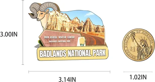 Miniatura 3 de Imán del Parque Nacional Badlands de los Estados Unidos, imán de nevera, hitos de madera 3D, recuerdos coleccionables, decoración hecha a mano