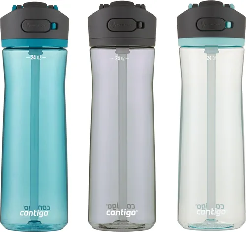 Miniatura 13 de Contigo Ashland 2.0 Botella de agua a prueba de fugas con bloqueo de tapa y popote angulado, apta para lavavajillas, tapa intercambiable, paquete