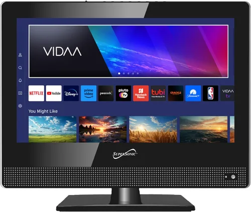 Miniatura 2 de Supersonic SC-1520VTV TV 15.6 pulgadas Smart AC/DC LED TV alimentado por VIDAA, 1080p, WiFi, altavoces incorporados, USB, 3 x HDMI ARC, para cocina