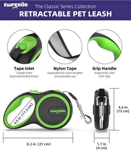 Miniatura 2 de Emperor Pets BL16S - Correa retráctil de 16 pies para perros pequeños, hasta 44 libras, correa resistente retráctil de 16 pies, correas para perros
