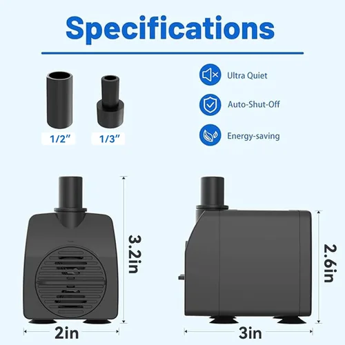 Miniatura 3 de Knifel Bomba sumergible de 200 GPH con apagado automático de 5.2 pies de elevación alta para fuentes, hidroponía, estanques, acuarios y más