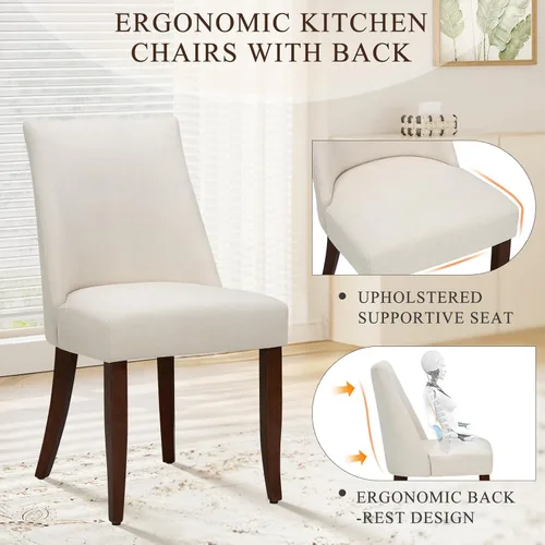 Miniatura 3 de COLAMY Juego de 2 sillas tapizadas para comedor, sillas de cocina modernas de mediados de siglo con respaldo, sillas laterales de comedor