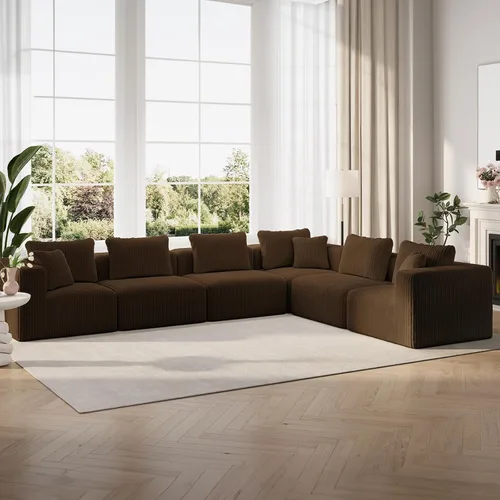 Miniatura 45 de Novilla 141" Sofá seccional modular, sofá seccional moderno en forma de nube con soporte Smarts Coil™, sofá sin huesos en forma de U para sala