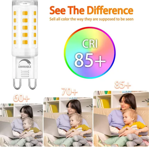 Miniatura 5 de Winshine - Paquete de 10 bombillas LED G9 regulables de 3000 K blanco cálido, bombilla de 4 W con casquillo G9 para lámpara de araña T4 de luz