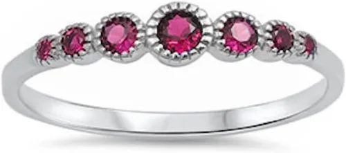 Anillo de plata esterlina 925 con siete diamantes de imitación redondos y piedra preciosa circonita AAA, talla 4-10, colores disponibles