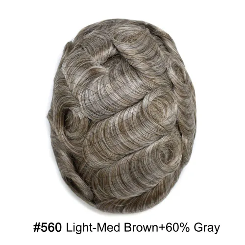 Miniatura 35 de Toupee Hair Piece For Men 100% Real Human Hair System Natural Looking Hairpieces For Men Hair Units Protesis Capilar Para Hombre 8''X10'' #610#6