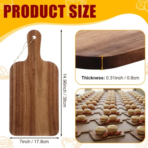 Miniatura 2 de Tanlade 18 tablas de cortar a granel de 15 x 7 pulgadas, tabla de cortar de madera de acacia con mango de madera de charcutería grabado, tablones