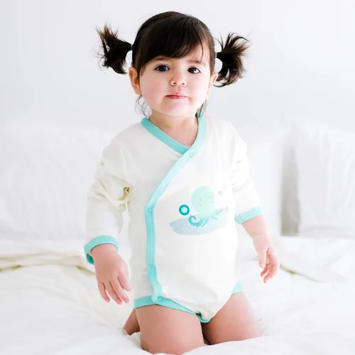 Miniatura 7 de Babysoy Kimono de algodón orgánico de manga larga Onesie Bodysuit