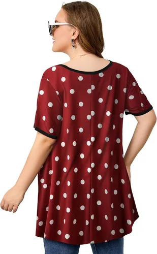 Miniatura 5 de OVERWORETY Túnicas de manga corta de talla grande para mujer, holgadas, casuales, con vuelo