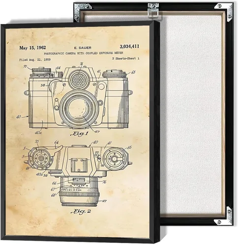 Miniatura 13 de Lienzo con estampado de patente para cámara, arte de pared, póster de dibujo de patente vintage, clásico, fresco, entusiastas de la fotografía