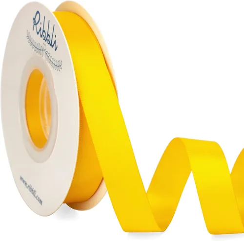 Miniatura 46 de Ribbli - Cinta de satén de doble cara dorada, 1 pulgada x 25 yardas, uso para ramo de lazos, envoltura de regalos, decoración de boda Dorado