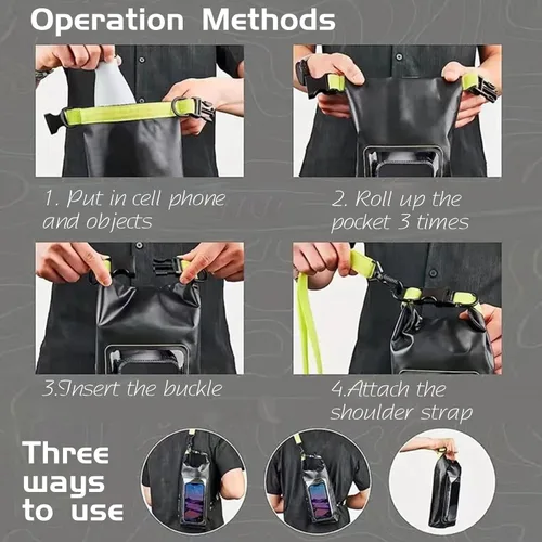 Miniatura 6 de Bolsa impermeable 2 en 1 para acampar al aire libre, playa, bolsa a prueba de arena, mochila impermeable para teléfono celular, accesorios