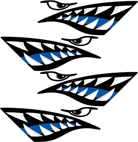 Kayak Stickers Decals Waterproof,2 Pairs Shark Teeth Sticker,Flying Tiger Decal,Warhawk Sticker,Shark Decal for Kayak Canoe Fishing Boat Car Truck