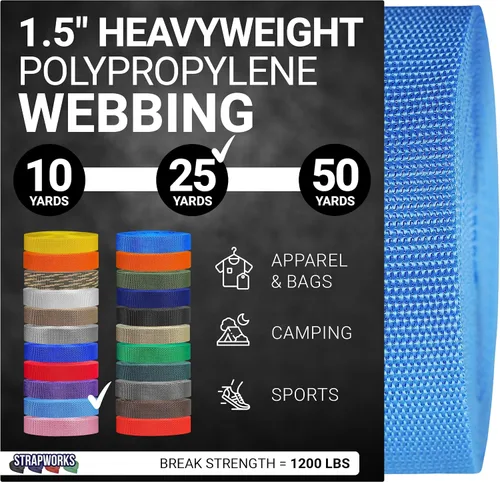 Miniatura 28 de Strapworks Heavyweight Polypropylene Webbing - Heavy Duty Poly Strapping for Outdoor DIY Gear Repair, 1.5 Inches