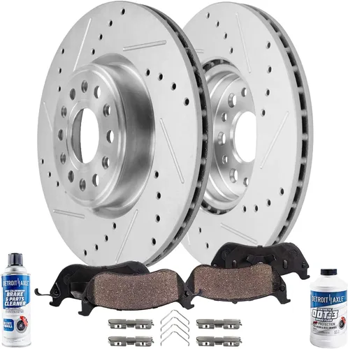 Miniatura 19 de Detroit Axle - Kit de freno trasero para Honda Civic CRX Prelude Acura Integra Rotores de freno perforados y ranurados Pastillas de freno