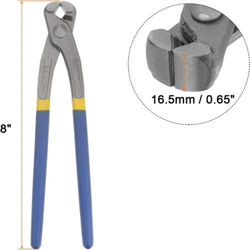 Miniatura 2 de HARFINGTON Alicates de corte de extremo de 8 pulgadas, alicates de hormigón de uñas con mango de plástico azul amarillo para manualidades
