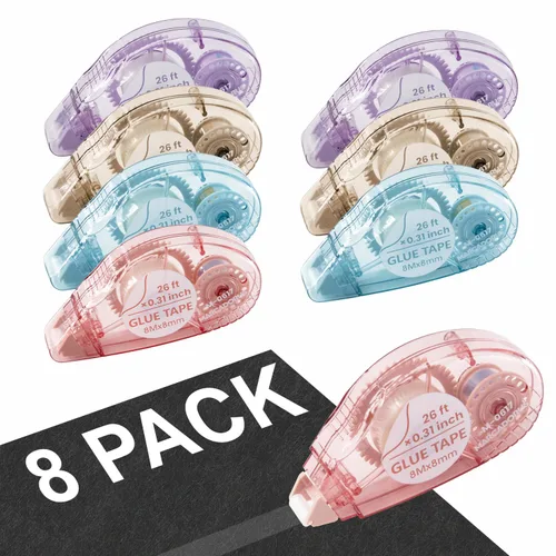 MARCADORUS Dispensador de Cinta Adhesiva de Doble Cara, Paquete de 8, 0.31 Pulgadas x 26 Pies Dispensadores de Cinta Adhesiva, Suministros de