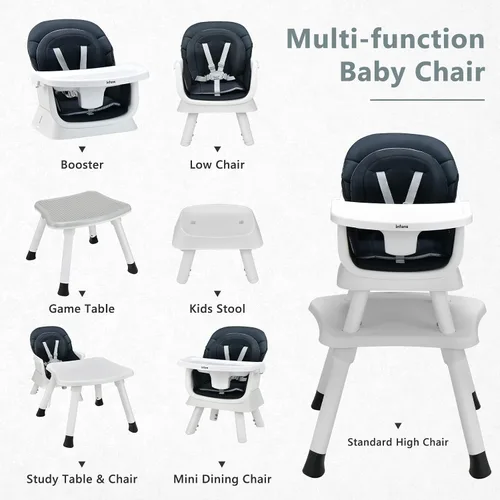 Miniatura 3 de INFANS Silla Alta 8 en 1 para Bebé, Silla Alta Convertible para Bebés y Niños Pequeños, Asiento Elevador de Comedor para Bebés, Mesa de Bloques