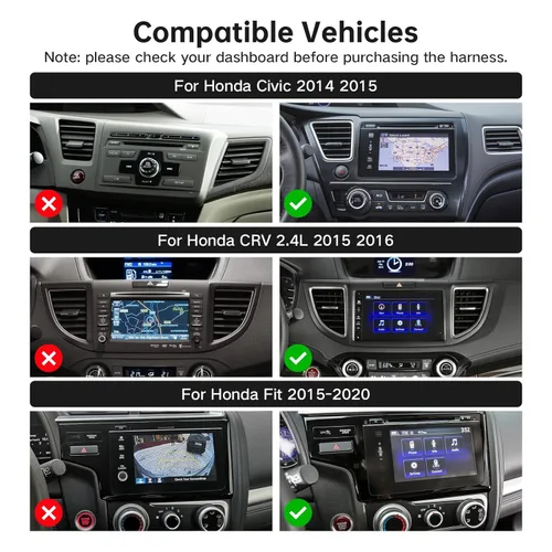 Miniatura 2 de Arnés de cable estéreo para automóvil de 16 pines con caja Canbus para Honda CRV 2015-2016 2.4L, Civic 2014-2015, retención de fábrica LaneWatch