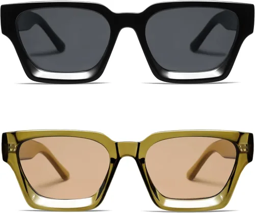 Miniatura 124 de VANLINKER Gafas de sol cuadradas gruesas para hombres y mujeres, retro, rectangulares, con protección UV400, VL9731