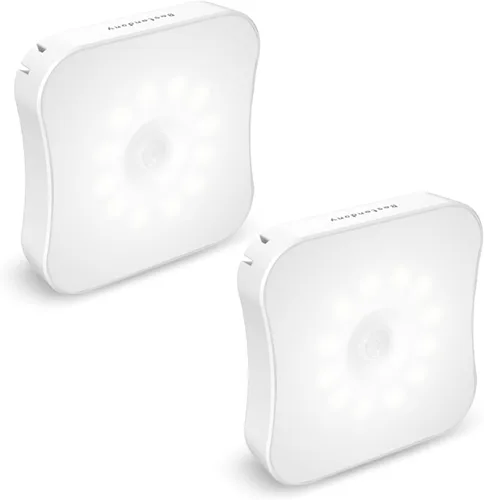 Miniatura 10 de Luces nocturnas rojas con sensor de movimiento, luces recargables con batería, luces rojas magnéticas para ayuda al sueño, baño, recámara, escalera