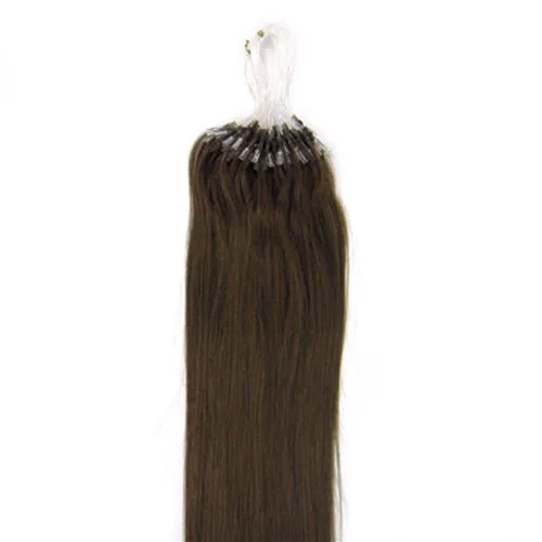 Miniatura 16 de Extensiones de cabello humano Remy, cuentas de micro anillo, punta de bucle, 100S AAAAAA (16 pulgadas, 0.01 oz/s, 10 marrón ceniza)