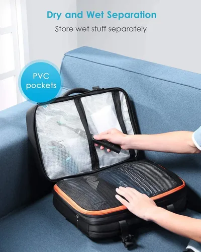 Miniatura 5 de HOMIEE Mochila de transporte expandible de 40 L para laptop de 15.6 pulgadas con puerto de carga USB para fines de semana de negocios, aprobada por