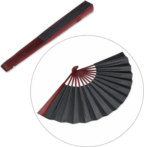Miniatura 4 de ZUMAHA Minimalist Black Hand Fan, Chinese Classical Style Folding Fan for PerformanceDanceFightingWeddingChurchParty