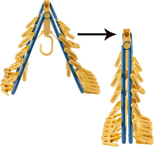 Miniatura 2 de Foshine Percha de goteo plegable de plástico con 32 clips de secado a prueba de viento, gancho para ropa interior, calcetines, brasieres, lencería