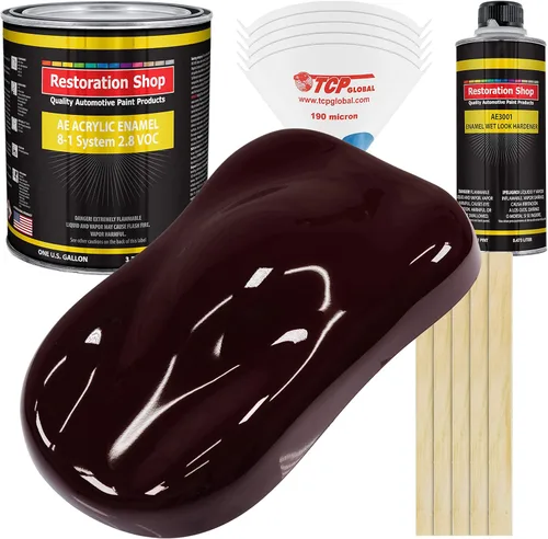 Miniatura 21 de Restoration Shop - Pintura de esmalte acrílico Monza Red para autos - Kit completo de pintura de galón - Recubrimiento profesional de alta Rojo