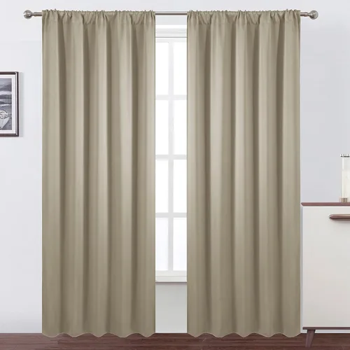 Miniatura 130 de LEMOMO Cortinas opacas negras para cocina, 42 x 45 pulgadas, juego de 2 paneles de cortinas opacas con bolsillo para cortinero para ventana pequeña