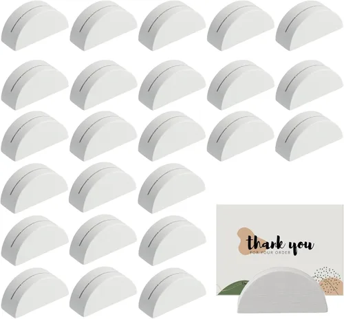 24 soportes de madera para números de mesa, soporte blanco para nombres, tarjetas de oficina, clips de menú de fotos, banquete de boda, fiesta de