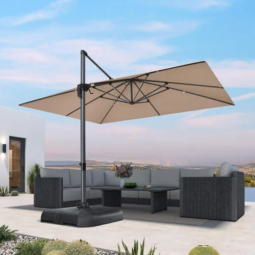 Miniatura 63 de PURPLE LEAF Sombrilla de Patio de 8 Pies para Exteriores Sombrilla Cantilever Cuadrada de Aluminio Sombrilla Offset con Rotación de 360 Grados