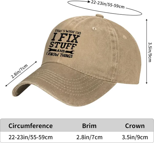 Miniatura 5 de Divertida gorra de béisbol con texto en inglés "I Fix Stuff and I Know Things" para hombre