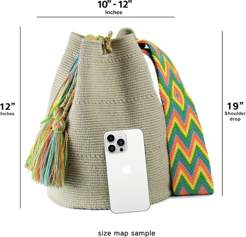Miniatura 4 de Wayuu Classic Boho Collection - Bolso de mano tejido de ganchillo para playa