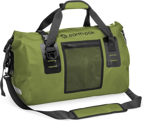 Bolsa de lona Earth Pak impermeable, perfecta para cualquier tipo de viaje, ligera, 13.2 y 18.5 galones, gran espacio de almacenamiento, correas y