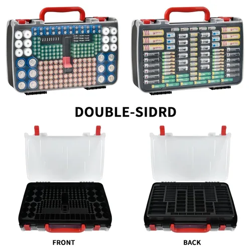 Miniatura 2 de Estuche Organizador de Almacenamiento de Baterías con Probador, Caja Portabaterias de Doble Cara para 269 Contenedores Caddy AA AAA AAAA 3A 4A 9V C