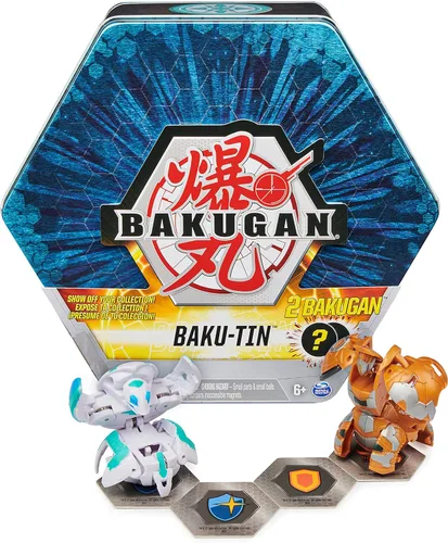 Bakugan Baku-Tin, lata de almacenamiento prémium para coleccionista con 2 misterios (el estilo puede variar), juguetes para niños de 6 años en