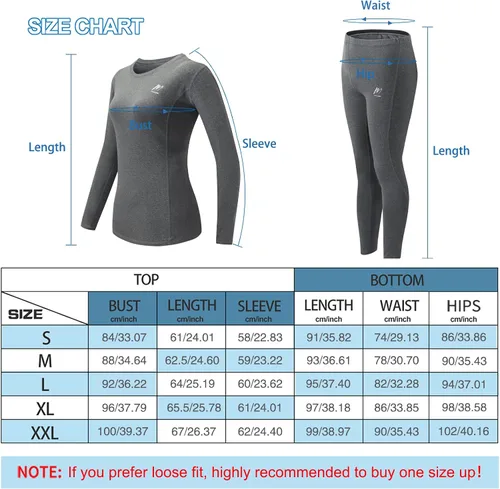 Miniatura 7 de MeetHoo Ropa interior térmica para mujer, conjunto de compresión de capa base cálida para invierno, forro polar, pantalones largos para correr