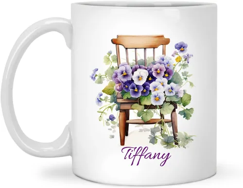 Miniatura 20 de Tazas de cerámica personalizadas del cubo de rosas con nombre, Taza de flores, Taza de café de flores de rosas personalizadas, Taza de té floral