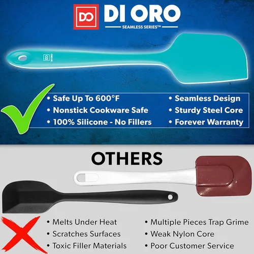 Miniatura 2 de DI ORO Juego de espátulas de silicona – Espátulas de cocina de goma para hornear, cocinar y mezclar – Resistente al calor a 600 °F y libre de BPA