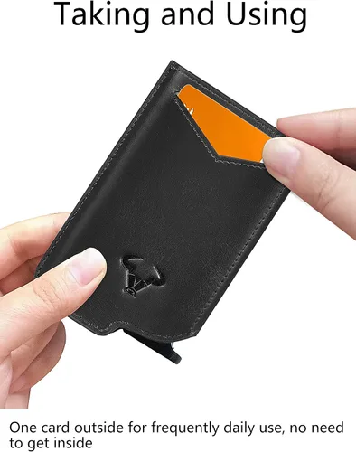 Miniatura 5 de Tarjetero delgado para hombre cartera de aluminio grande con clip para dinero 8 tarjetas bloqueo RFID