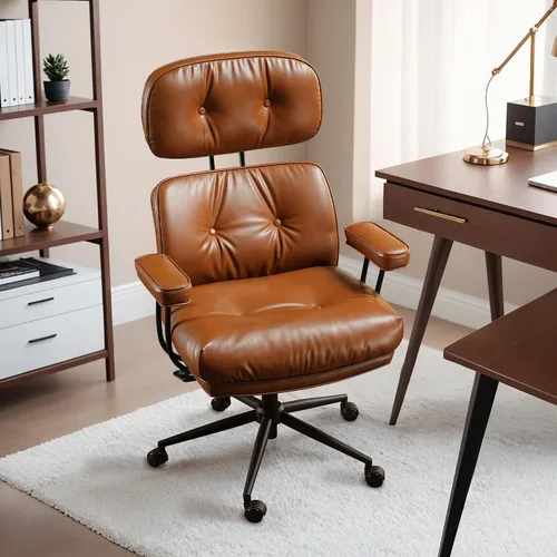 Miniatura 26 de HOOOWOOO Silla de Oficina Ergonómica, Silla de Escritorio Moderna de Computadora de Media Siglo, Silla Ejecutiva Cómoda con Asiento Extra Ancho