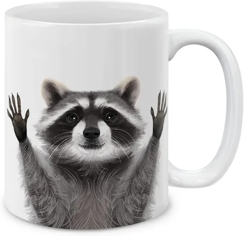 Miniatura 10 de MUGBREW Raccoon Hands Out (1) Taza de café de cerámica, 11 onzas Mapache Manos Fuera (1)