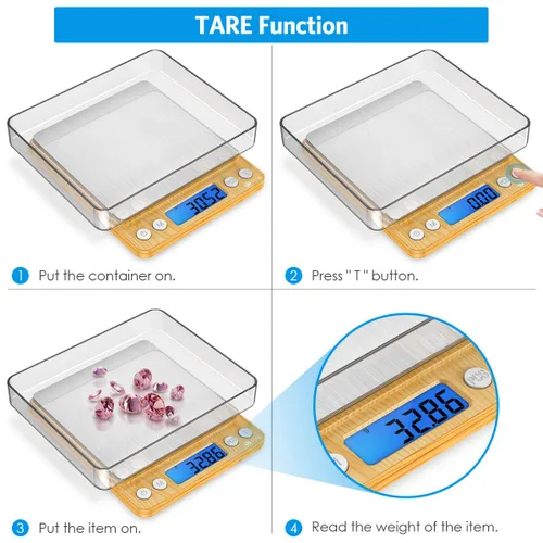 Miniatura 4 de AMIR Báscula digital de cocina, 17.64 oz, báscula digital de alimentos con pantalla LCD retroiluminada, 2 bandejas, 6 unidades (batería incluida)