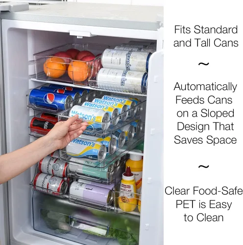 Miniatura 3 de OnDisplay FIFO Gravity - Organizador de latas de soda/cerveza para refrigerador, almacena hasta 12 latas en el refrigerador, solución