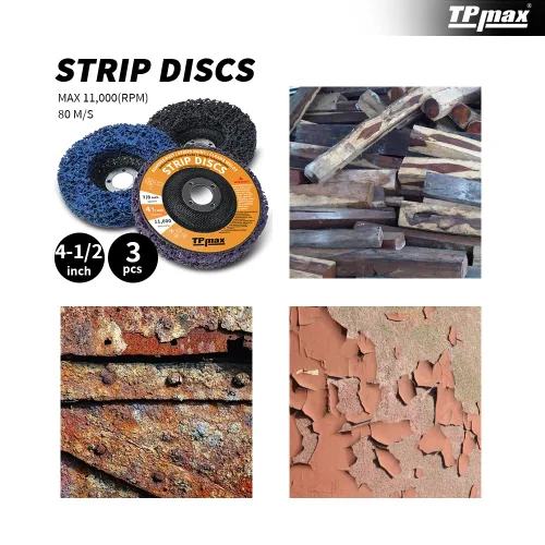 Miniatura 3 de TPmax Rueda eliminadora de óxido de discos de 4-1/2 pulgadas x 7/8 pulgadas, rueda de tira de polietileno para quitar pintura y oxidación, disco