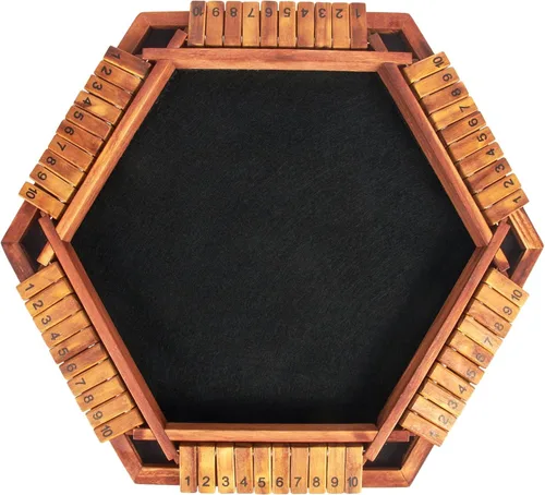 Miniatura 8 de AMEROUS - Juego mejorado de dados "Shut The Box" para 1-6 jugadores, juego de mesa de madera para matemáticas con 16 dados para niños, adultos