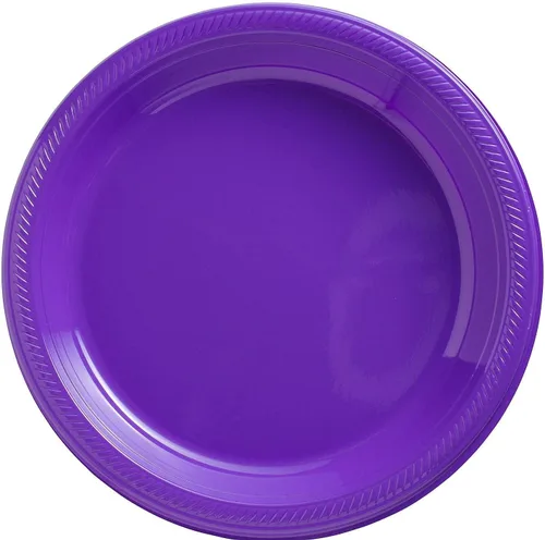 Miniatura 12 de Amscan Platos de plástico desechables redondos dorados – 7 pulgadas (paquete de 50) – Vajilla resistente para fiestas, eventos y uso diario Oro
