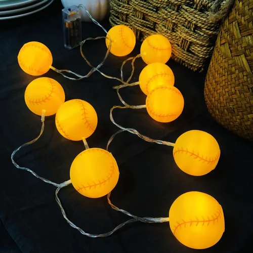 Miniatura 14 de 5.4 ft de largo, 10 pelotas deportivas para interiores, funciona con pilas, luces LED con forma de tenis, luz nocturna para Halloween, Navidad